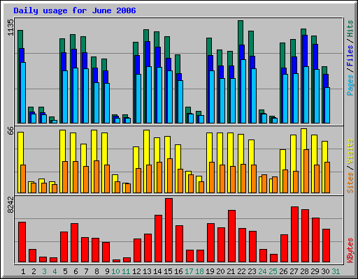 Daily usage for June 2006